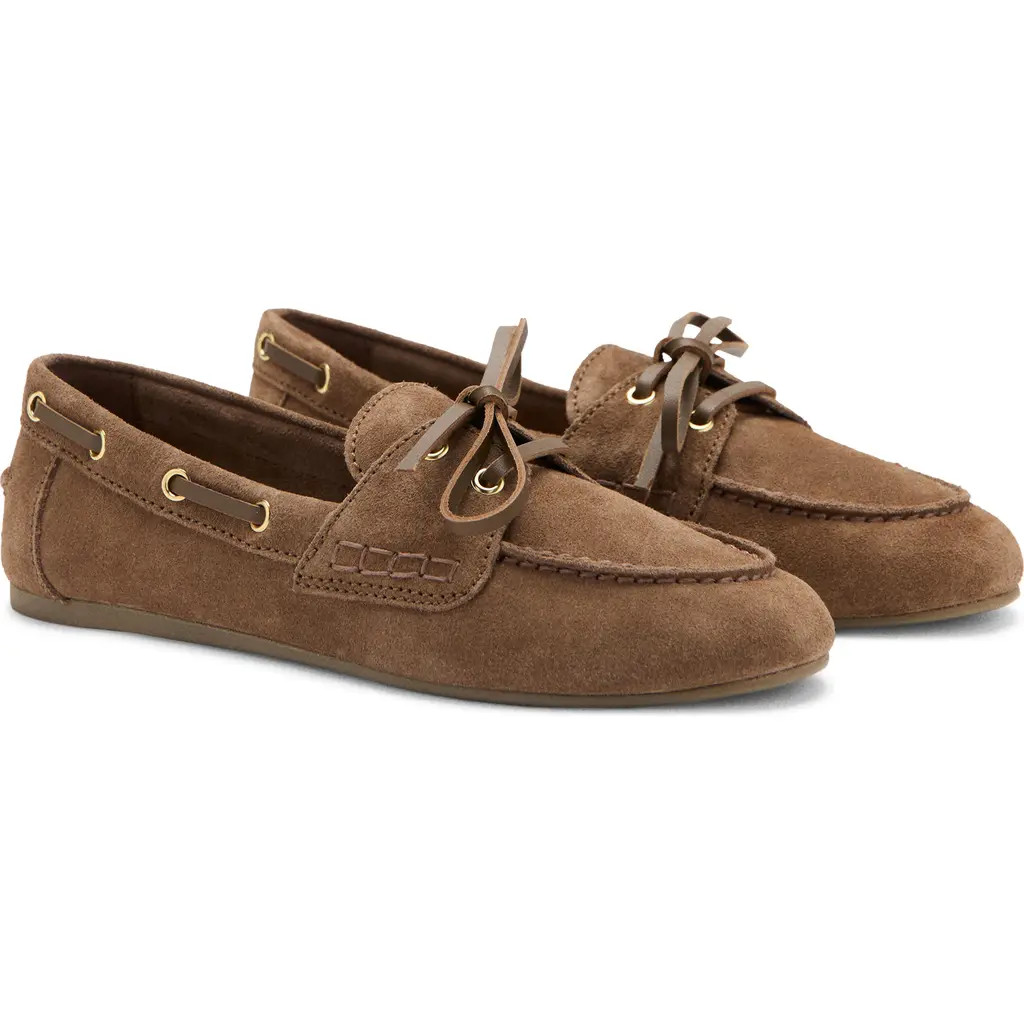 MANGO Suede Boat Shoe in Brown at Nordstrom, Size 10Us | Nordstrom