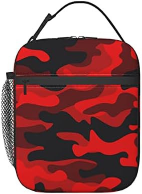 SUPLUCHOM Lunch Box Military Camouflake Camo Red Black Insulated Bag Reusable with Side Pocket fo... | Amazon (US)