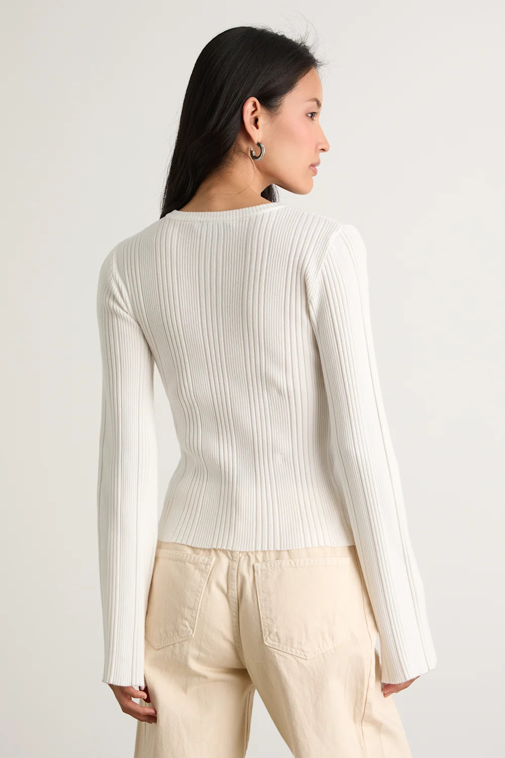 Nydia White Ribbed Long Sleeve Sweater Top | Lulus