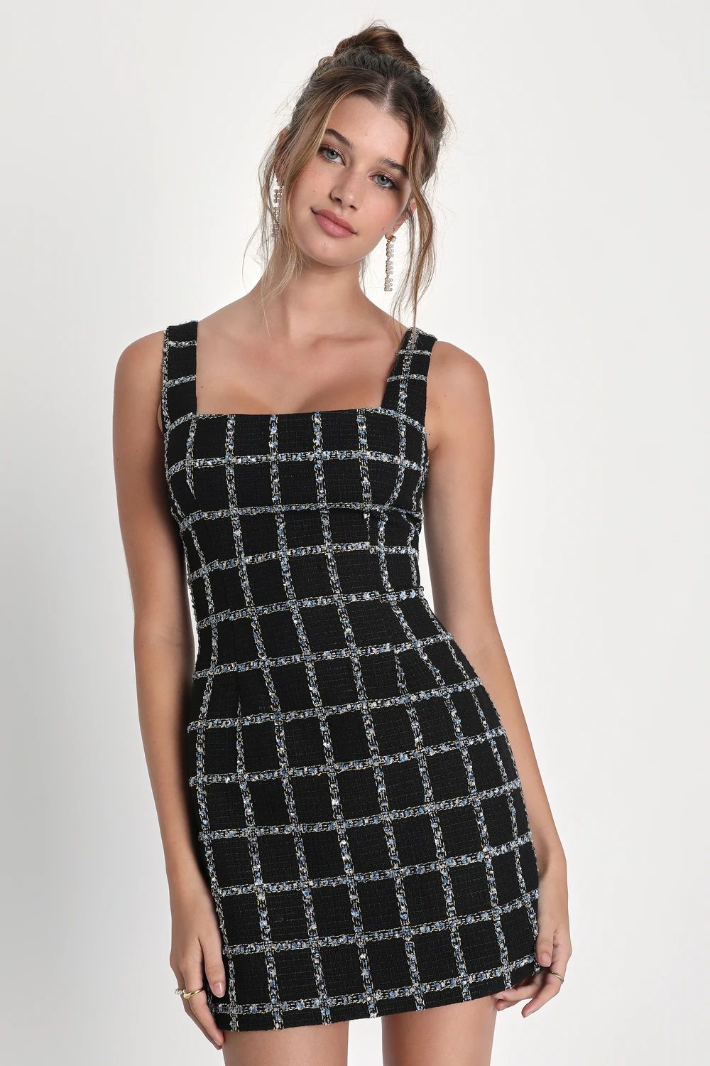 Sophisticated Appeal Black Tweed Sleeveless Mini Dress | Lulus (US)