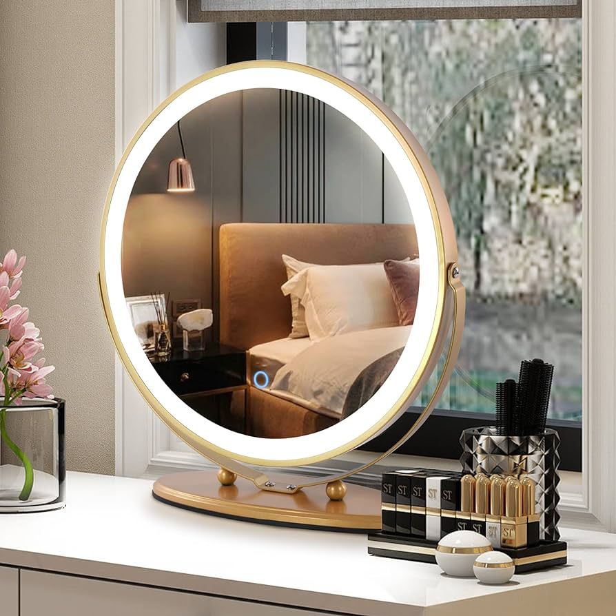 Amazon.com: LVSOMT 20" Vanity Makeup Mirror with Lights, 3 Color Lighting Dimmable LED Mirror, To... | Amazon (US)