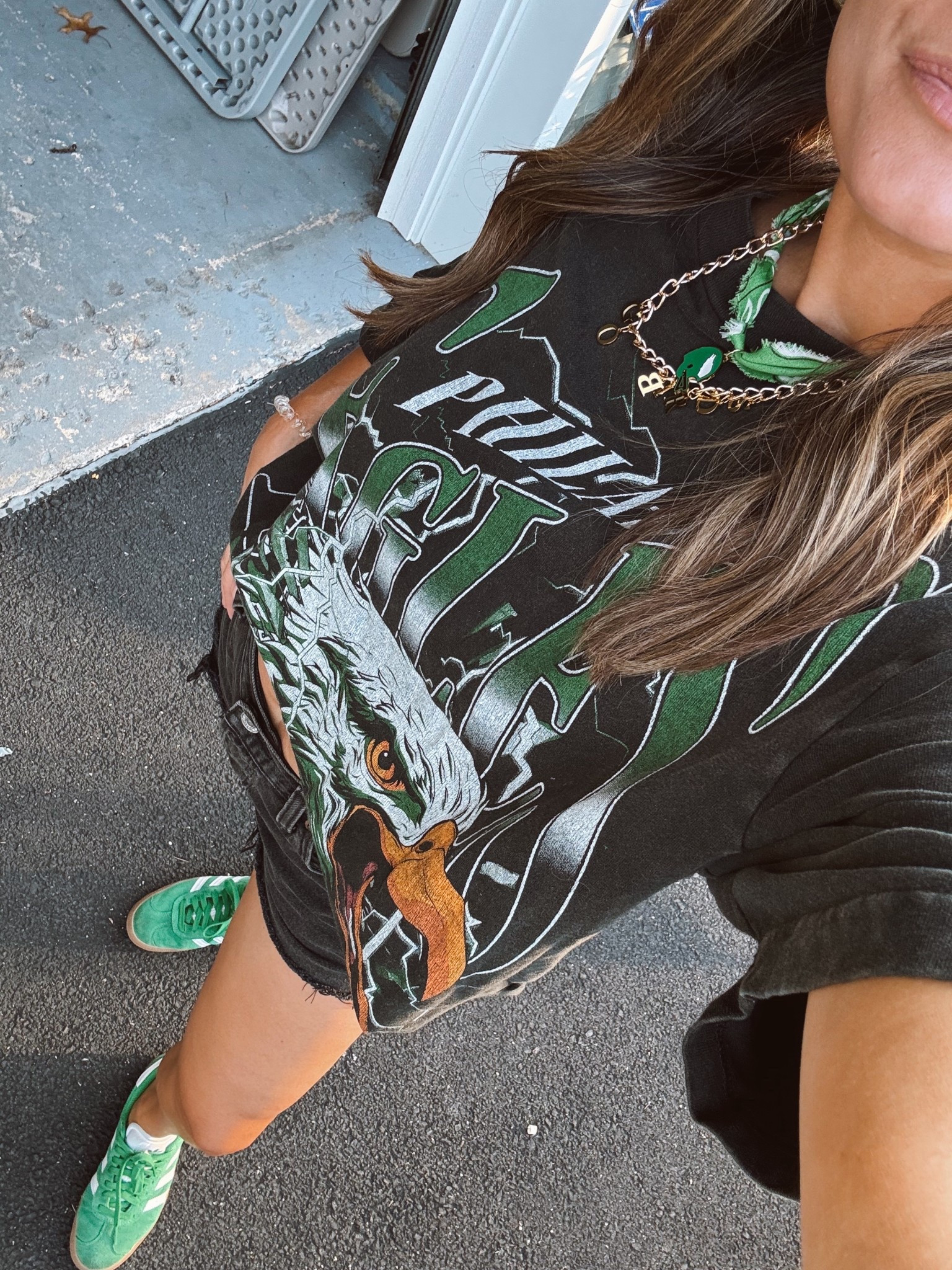 Early fall game day fit 🏈🦅

✅ the iconic cutoff shorts 
✅ the most comfortable oversized tee
✅the perfect fall sneaker 

#LTKSeasonal #LTKFallSale #LTKStyleTip