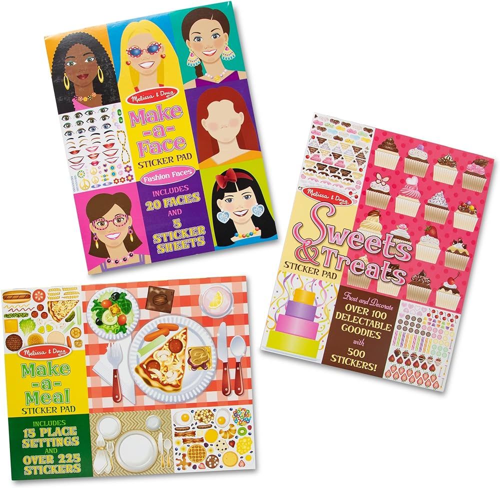 Melissa & Doug Sticker Pads Set: Sweets and Treats, Make-a-Face Fashion, and Make-a-Meal | Amazon (US)