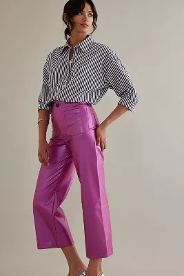 The Colette Cropped Wide-Leg Faux Leather Pants by Maeve | Anthropologie (US)