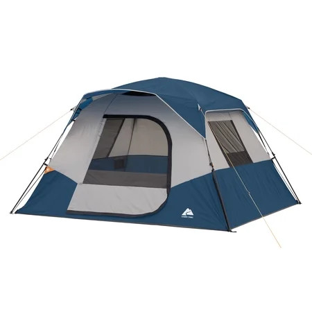 Ozark Trail 6 Person Family Instant Cabin Tent, 10' x 9' x 66", made with recycled materials, blue | Walmart (US)