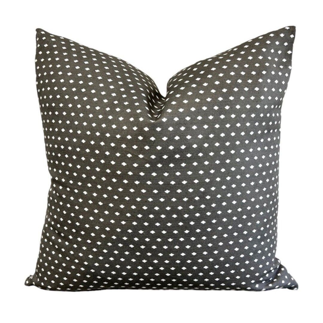 Designer Pillows Maresca Calico Dot in Charcoal // Gray Pillow - Etsy | Etsy (US)