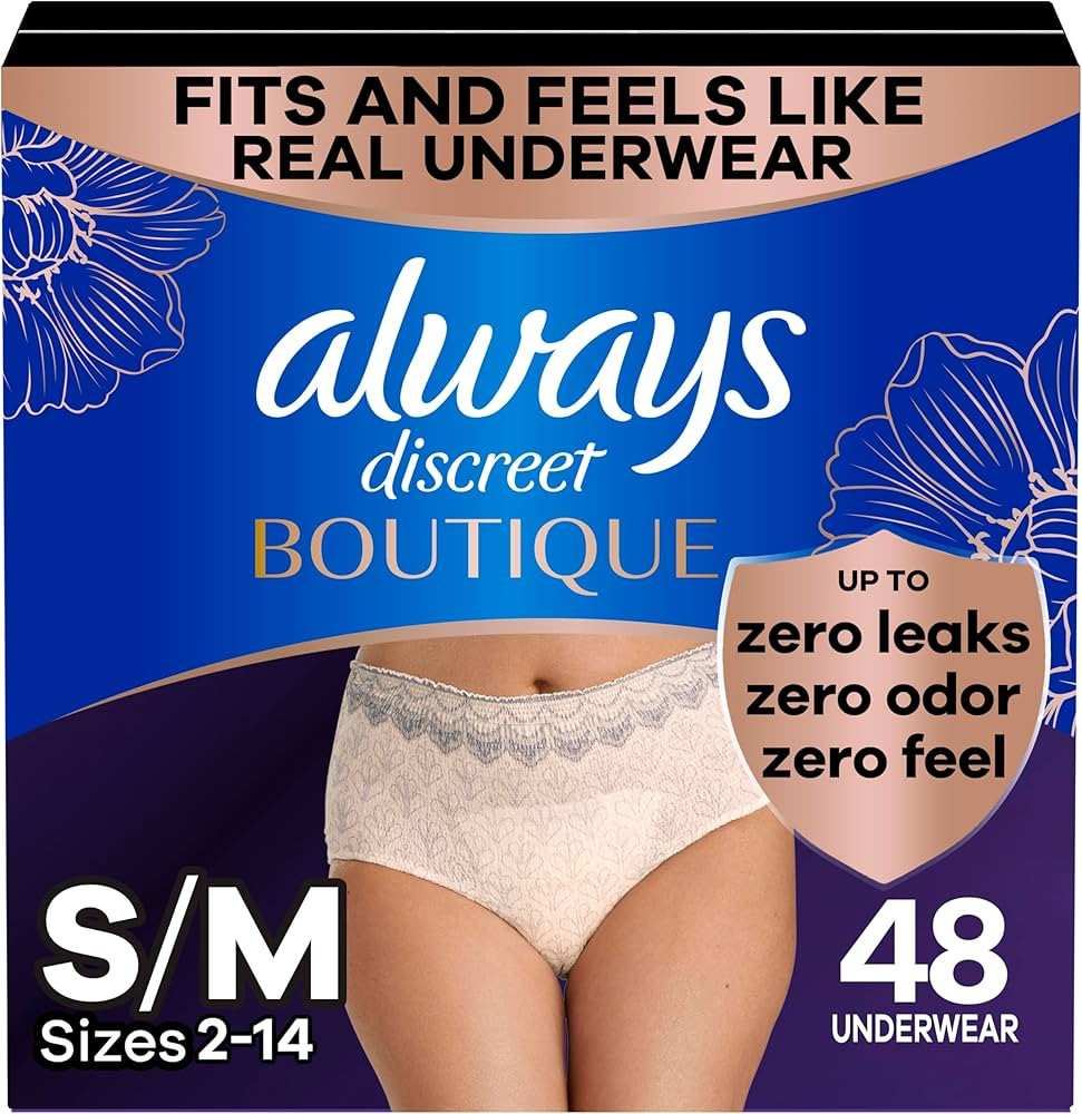 Always Discreet Boutique Incontinence and Postpartum Underwear for Women, Maximum Protection, Sma... | Amazon (US)