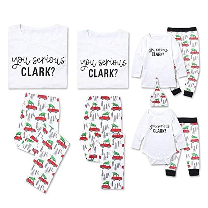 Family Christmas Pajama Set You Serious Clark? White Top Xmas Tree& Car Pants 2 Piece Home Sleepwear | Amazon (US)