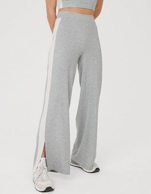 OFFLINE By Aerie Thumbs Up Heavyweight Ribbed Wide Leg Pant | Aerie