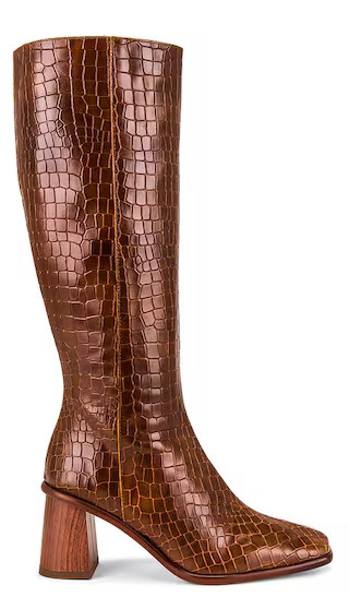 East Boot in Croco Brown | Revolve Clothing (Global)