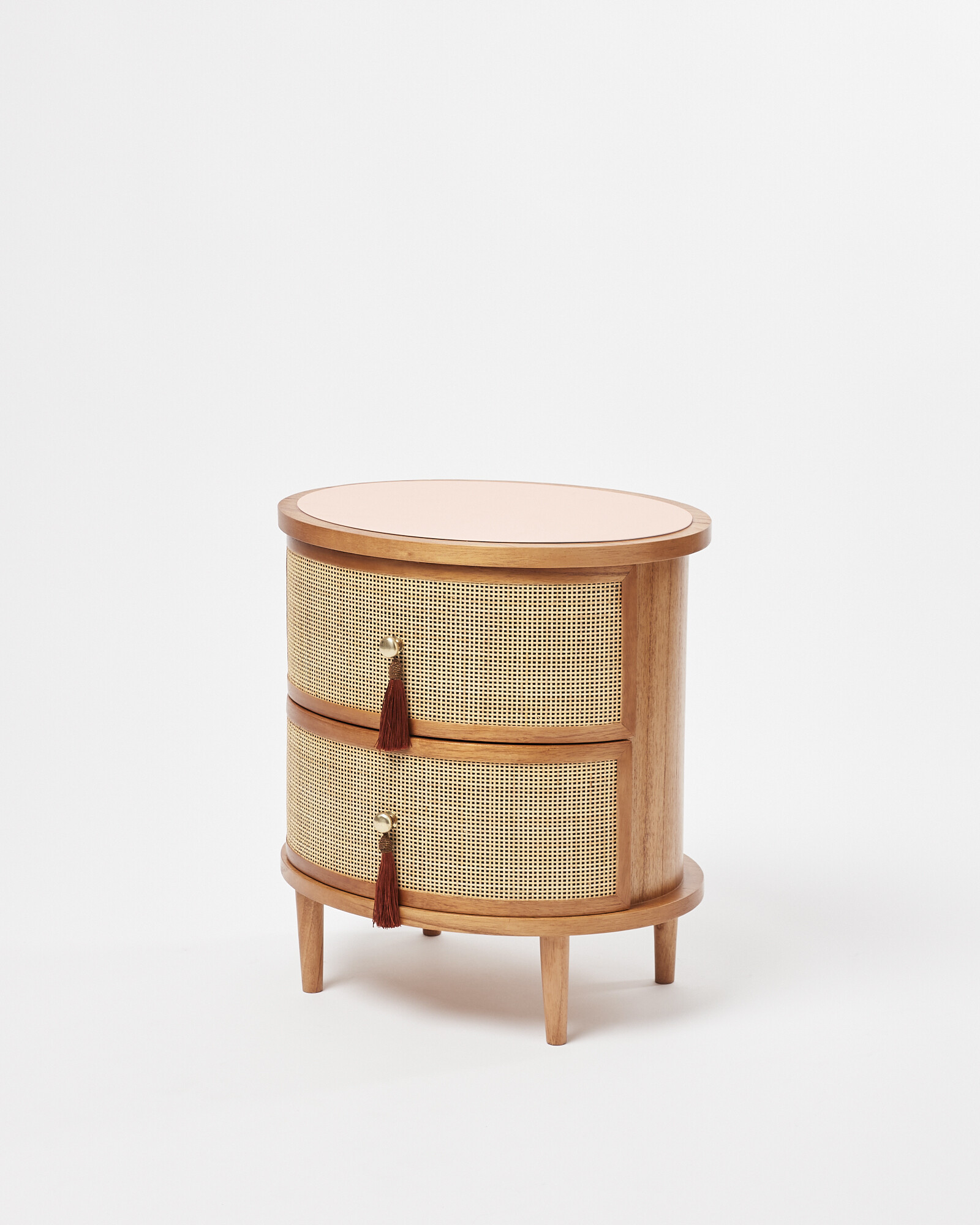 Kinship Rattan Blush Pink Bedside Table | Oliver Bonas (Global)