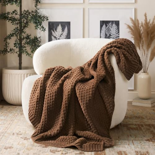 EVERGRACEHOME Chunky Chenille Knit Throw Blanket, 50 x 60, Burnt Orange | Amazon (US)
