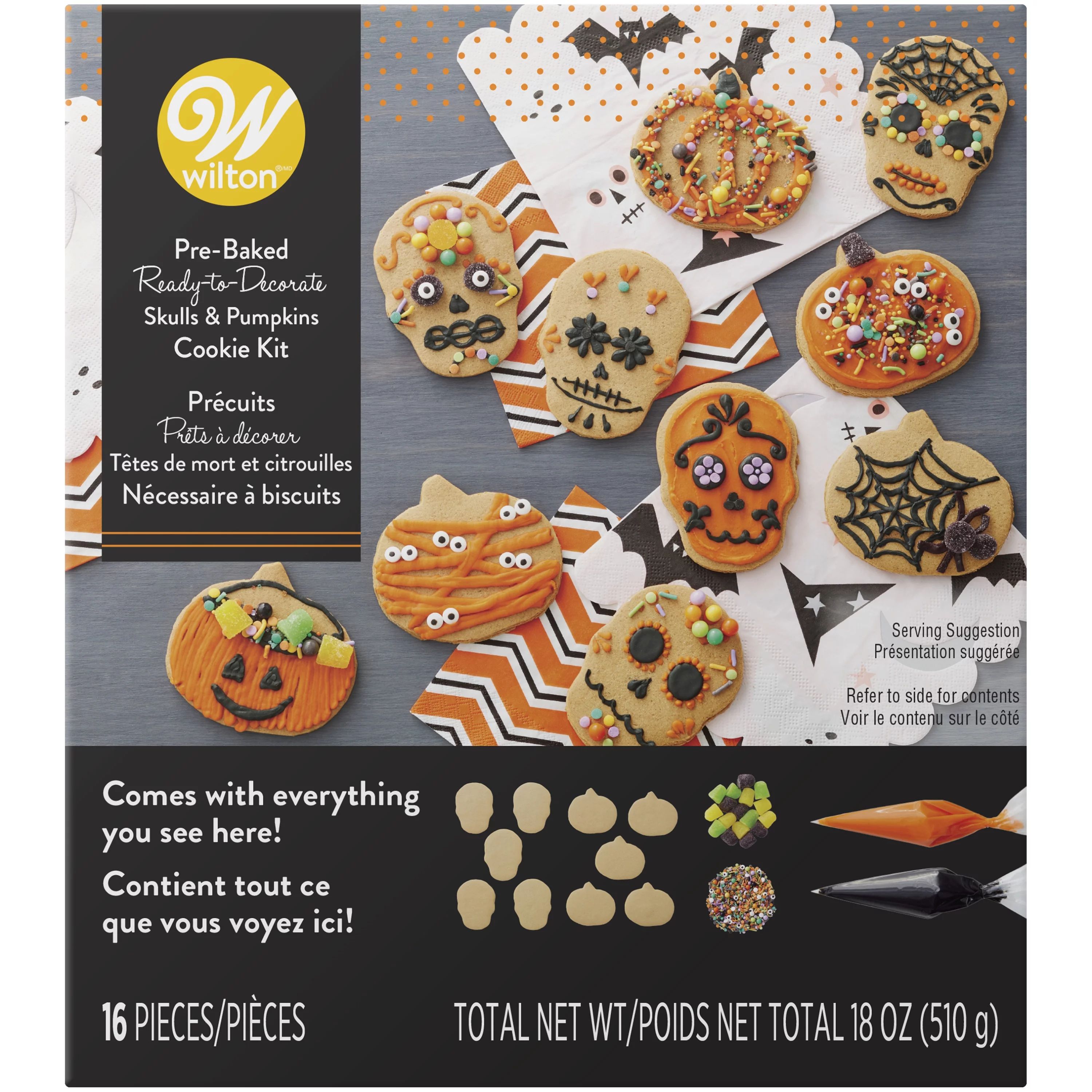 Wilton Skulls and Pumpkins Halloween Cookie Decorating Kit, 16-Piece | Walmart (US)
