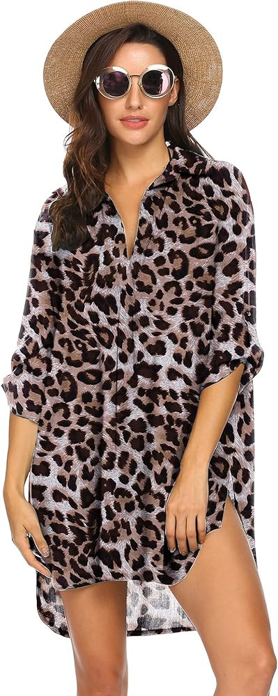 Ekouaer Women's Swimsuit Beach Cover Up Shirt Bikini Beachwear Bathing Suit Beach Dress | Amazon (US)