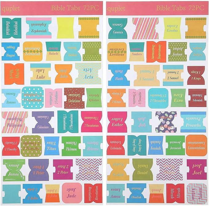 72 Pieces Bible Tabs, Peel and Stick Decorative Bible Tabs (66 Book Tabs, 6 Blank Tabs) Bible Sti... | Amazon (US)