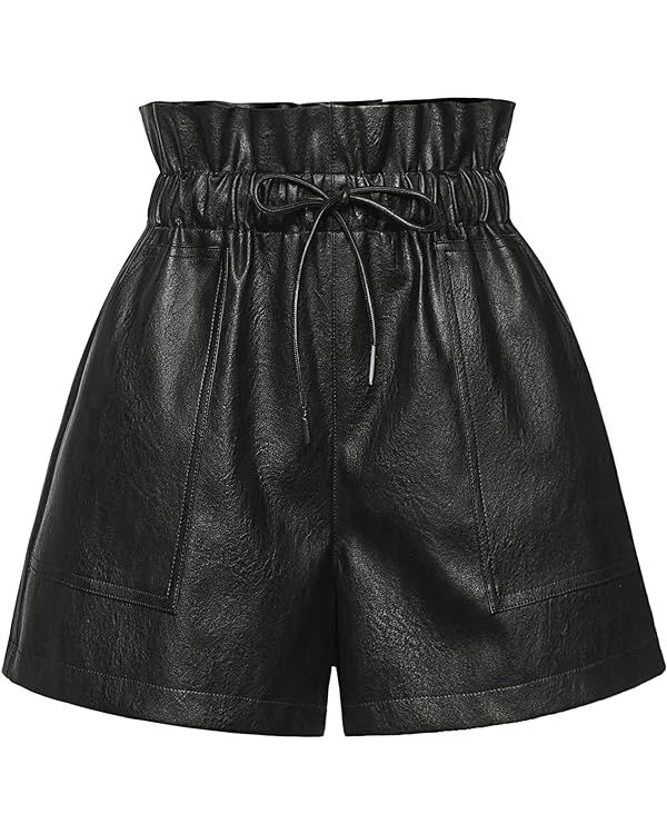 QIANXIZHAN Women's Leather Shorts, Faux High Waisted Wide Leg Sexy Shorts SP | Amazon (US)