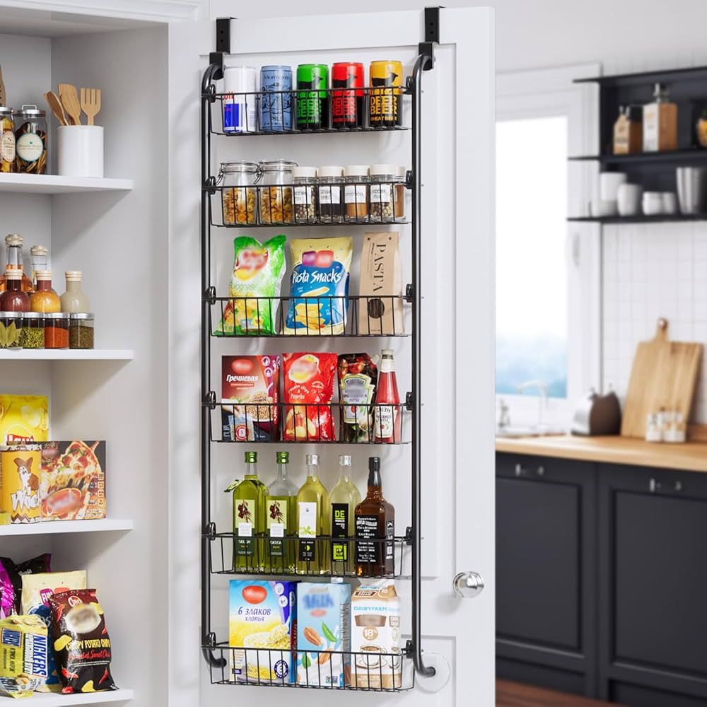 Delamu Over the Door Pantry Organizer, Metal Pantry Organizers and Storage, 6-Tier Over the Door ... | Amazon (US)