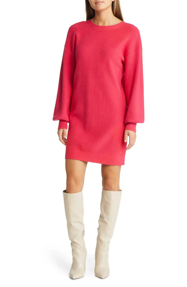 V-Back Long Sleeve Sweater Dress | Nordstrom