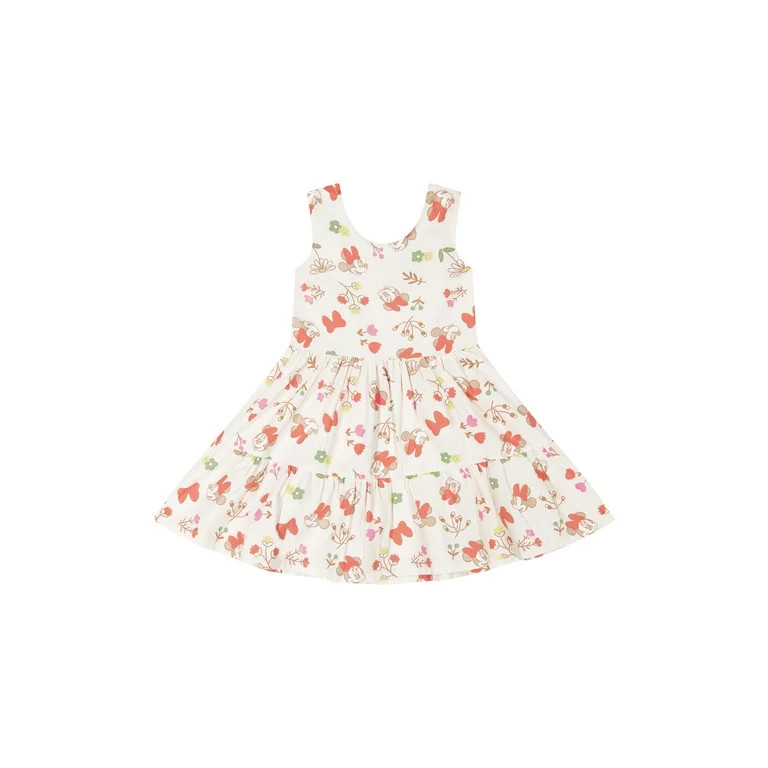 Minnie Mouse Toddler Girl Poplin Floral Print Sleeveless Dress, Sizes 12 Months-5T | Walmart (US)
