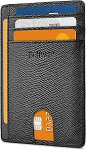 Buffway Slim Minimalist Front Pocket RFID Blocking Leather Wallets for Men and Women - Cross Blac... | Amazon (US)