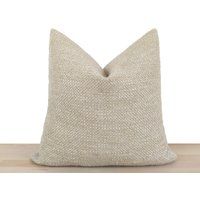Textured Pillow Cover, Neutral Euro Sham Soft Boucle Thick Beige Fabric, Boho Home Decor, Bouclé Cus | Etsy (US)