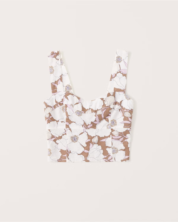 Linen-Blend Corset Set Top | Abercrombie & Fitch (US)