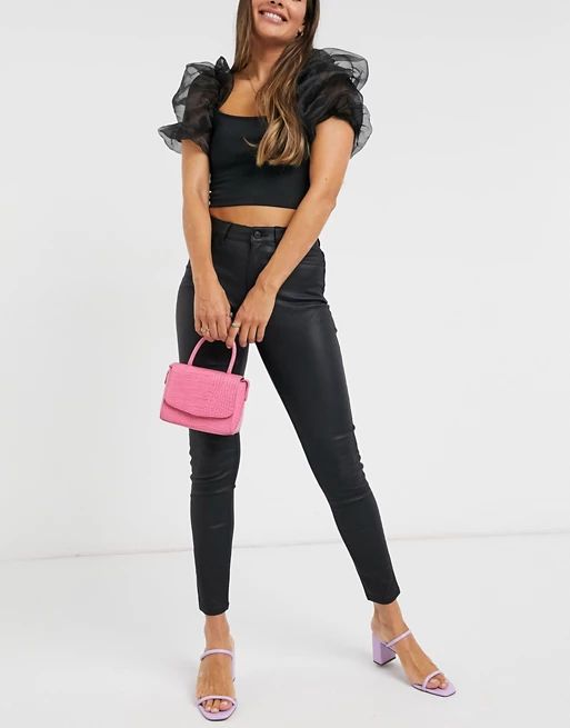 New Look lift and shape coated skinny jeans in black | ASOS (Global)