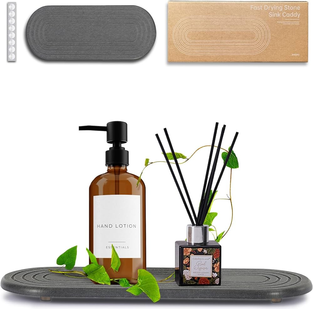Stone Drying Tray for Bathroom Sink Diatomite Water Absorbing Stone Tray for Kitchen Counter(11.8... | Amazon (US)