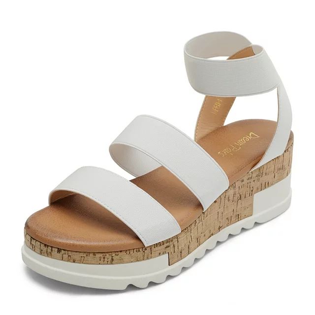 DREAM PAIRS Women's Open Toe Ankle Strap Casual Flatform Platform Sandals REED-1 WHITE size 9 | Walmart (US)