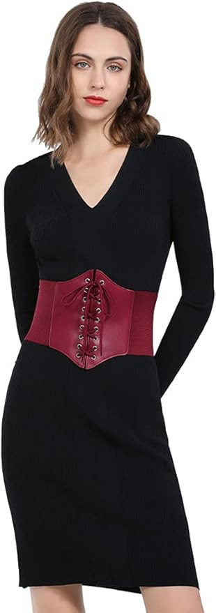 Hoerev Corsets Belt Tops Leather Vest Pirate Halloween Costume Lace Up Waist Belt Bustiers Corset... | Amazon (US)