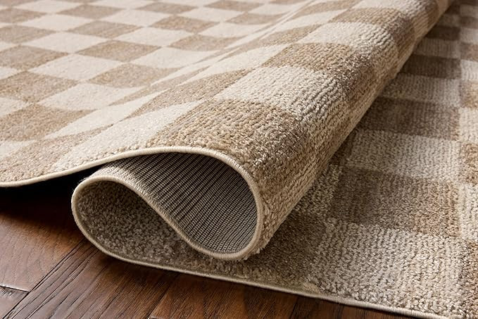 Loloi Chris Loves Julia Calvin Collection CLV-01 Pebble/Ivory 7'-10" x 10' Area Rug Checkered Neu... | Amazon (US)