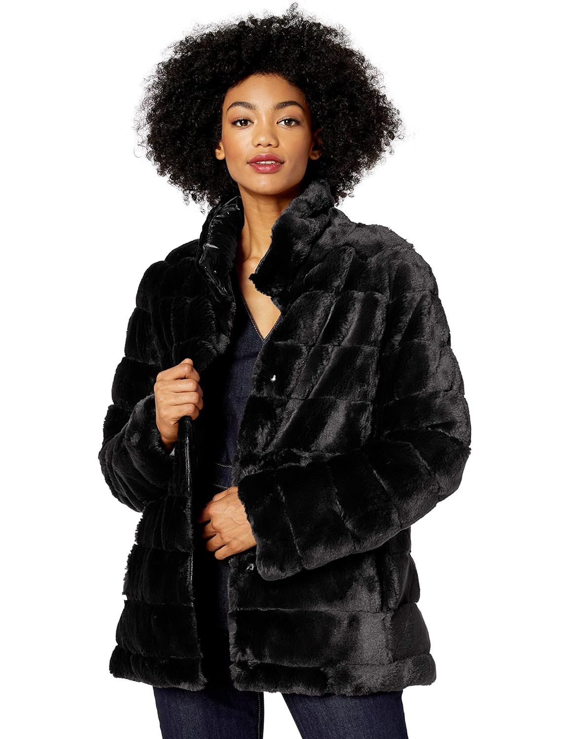 kensie Women's Faux Fur Reversible Coat | Amazon (US)