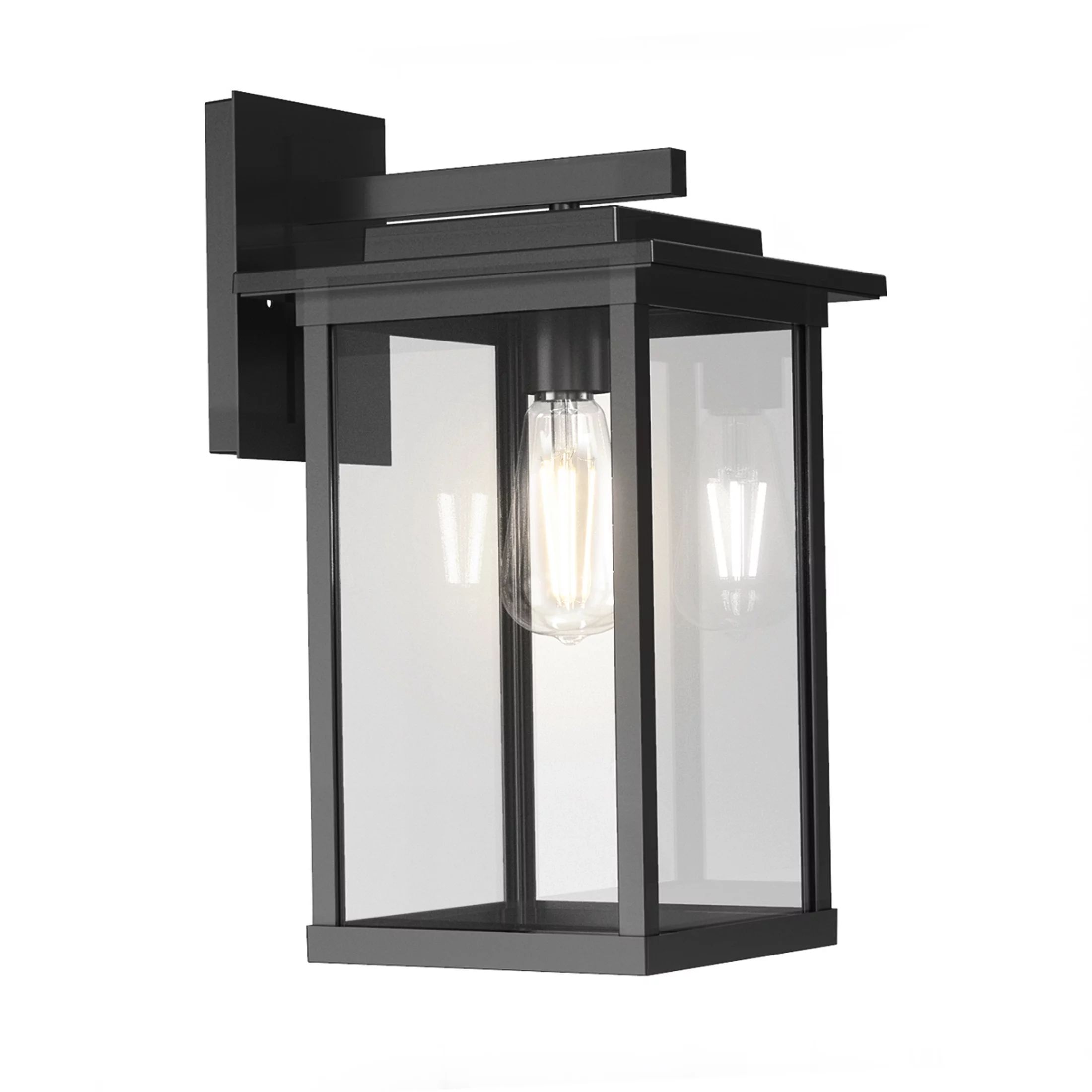 Better Homes & Gardens 15"H Modern Black Square Outdoor Wall Sconce Light, ST19 LED Bulb Included | Walmart (US)