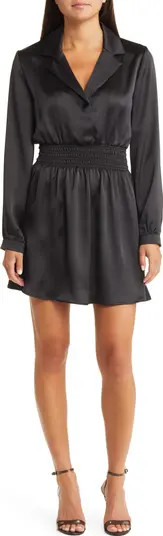 Steve Madden Long Sleeve Satin Mini Shirtdress | Nordstrom | Nordstrom