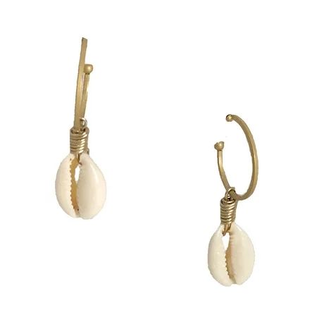 Jewelry Collection Cowrie Shell Charm Hoop Earrings, Gold | Walmart (US)