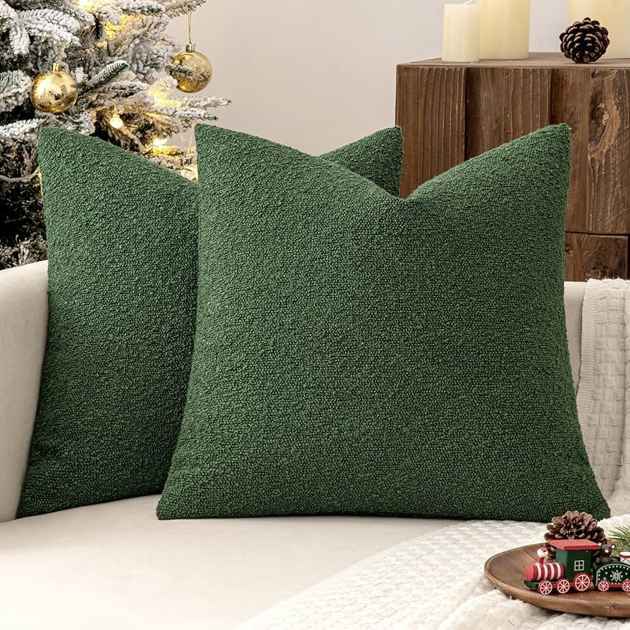 MIULEE Set of 2 Christmas Hunter Green Throw Pillow Covers 20x20 Inch Decorative Couch Pillow Cov... | Amazon (US)