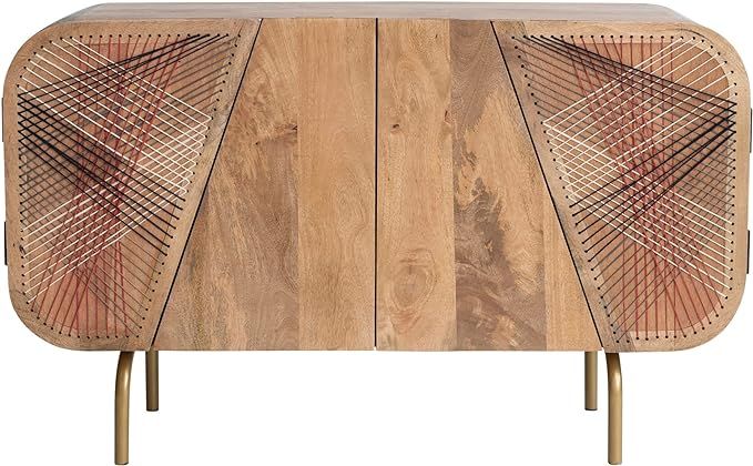 Bloomingville Modern Wood Console Table with 4 Doors and String Detail, Natural Cabinet | Amazon (US)