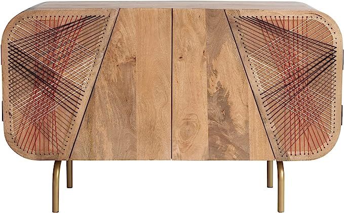 Bloomingville Modern Wood Console Table with 4 Doors and String Detail, Natural Cabinet | Amazon (US)