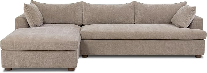 POLY & BARK Milo Storage Left-Facing Sectional in Taupe Brown Performance Fabric with Hidden Stor... | Amazon (US)
