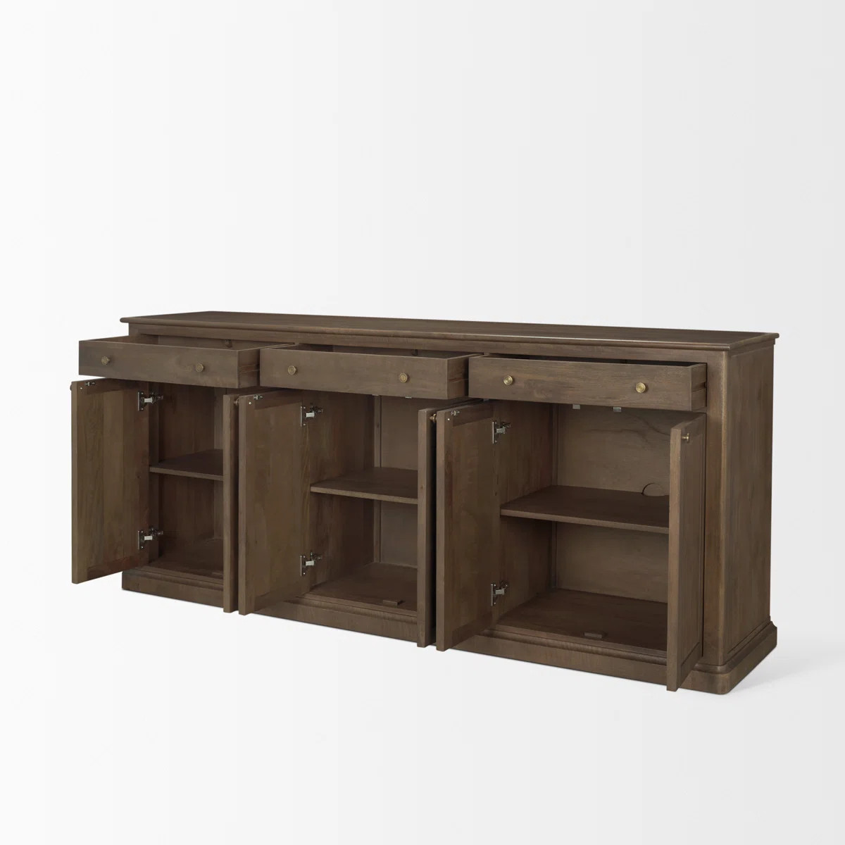 Tymeo Solid Mango Wood Sideboard with Antiqued Brass Hardware and Cable Management | Wayfair North America
