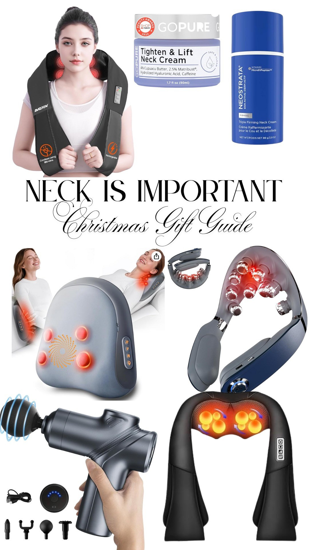 My favorite massagers and great thoughtful gifts for family and friends this Christmas.AMZPONY® Cordless Neck Massager for Pain Relief Deep Tissue, Rechargeable Shiatsu Neck and Back Massager Portable Kneading Shoulder Massage for Body Muscle Pain Relief,Gifts for Dad Mom Friends.Shiatsu Back and Neck Massager with Heat – Deep Kneading Massage Pillow for Relaxation – Corded Design for Full Body Use – Gift for Loved Ones.SKG Cordless Neck Massager for Pain Relief Deep Tissue Vibration Foldable Travel Massager,Portable 9D Neck Massager for Office Gifts for Men and Women.AERLANG Shiatsu Back and Neck Massager, Back Massager Deep Tissue Kneading Neck and Shoulder Massage with Heat, Electric Massage Pillow Fathers Day Gift Ideas from Daughter Son(NOT Cordless).Massage Gun Deep Tissue, Silent Brushless Motor and Portable Massage Gun with 4 Interchangeable Heads for Deep Muscle Relief and Relaxation, Relax Gift.goPure Tighten and Lift Neck Cream- Clinically Tested.AH-8 Firming Neck Cream for Crepey Skin Body Care Comfort- Neck Firming Cream Contains Hexapeptide, Moisturizing, Tightening Lotions Cosmetic Skin Care & Repair for Women and men, Day & Night Use.

#LTKSeasonal #LTKFamily #LTKHome