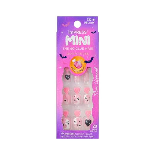 Kiss Impress No Glue Mani Press On Nails, Mini, 'Magic Story', Pink, Kids Size, Squoval Shape, Includes 20 Nails, 1 Mini File | Amazon (US)