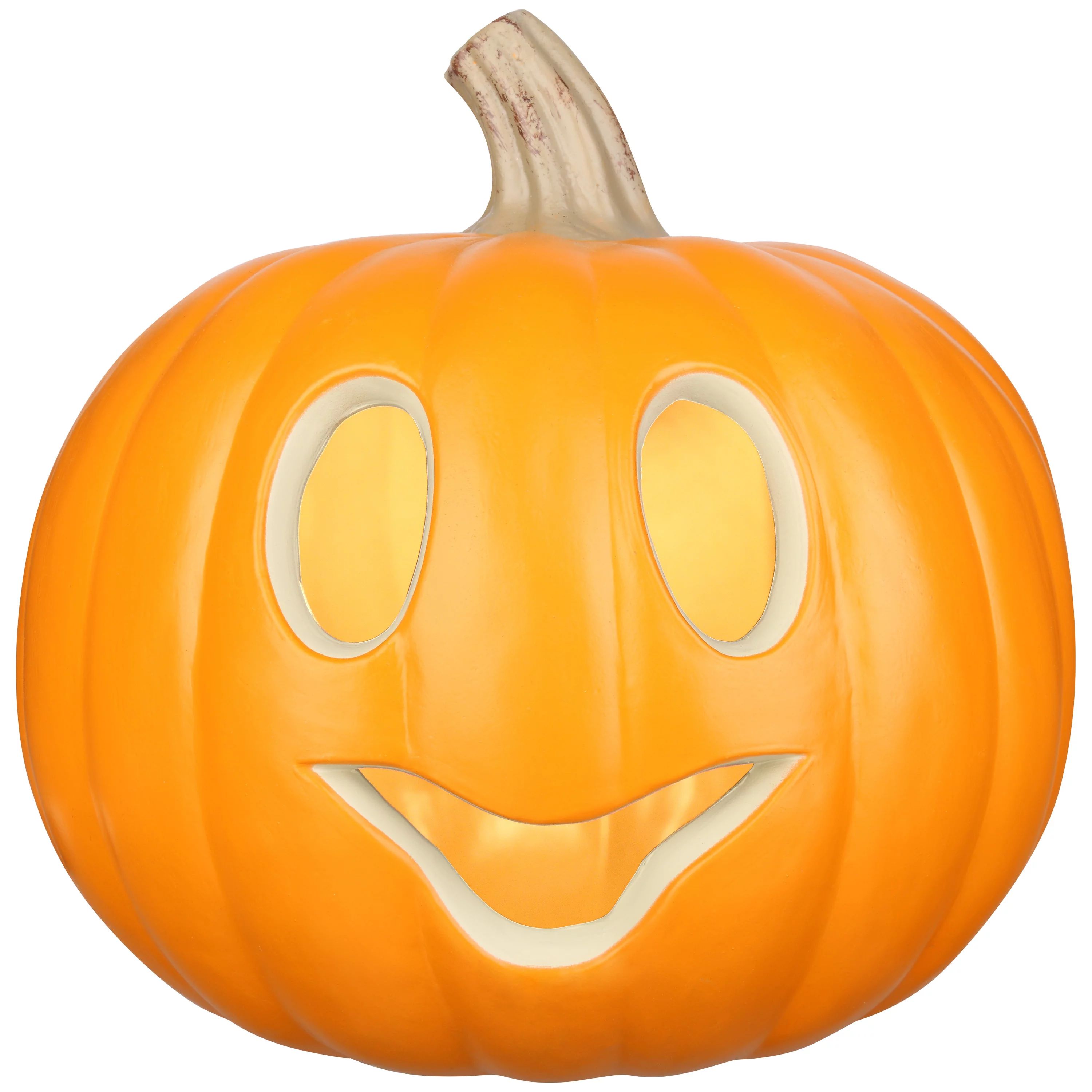 Way To Celebrate Halloween Lighted Pumpkin with Oval Eyes & Smile, 9" | Walmart (US)
