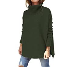 LILLUSORY Women's Turtleneck Oversized Sweaters 2023 Fall Long Batwing Sleeve Spilt Hem Tunic Pul... | Amazon (US)