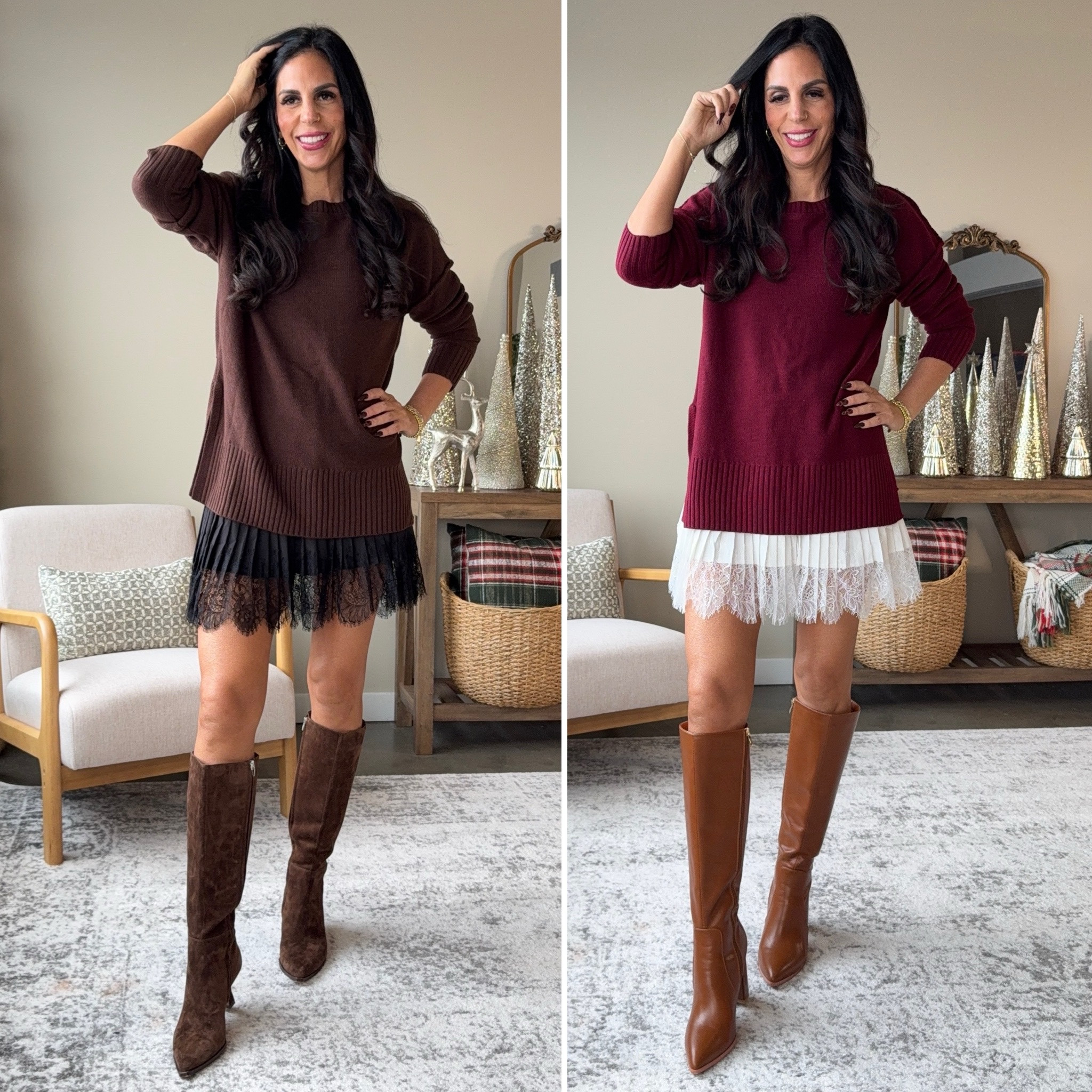 Amazon Slip Skirt - small 
 amazon cardigan- small 
Brown tall boots are tts

#LTKFindsUnder50 #LTKU #LTKHoliday

#LTKSeasonal #LTKFindsUnder100