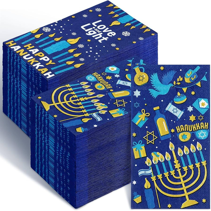 Geyoga 200 Pcs Hanukkah Guest Napkins Chanukah 2 Ply Disposable Paper Decorative Dinner Napkins B... | Amazon (US)
