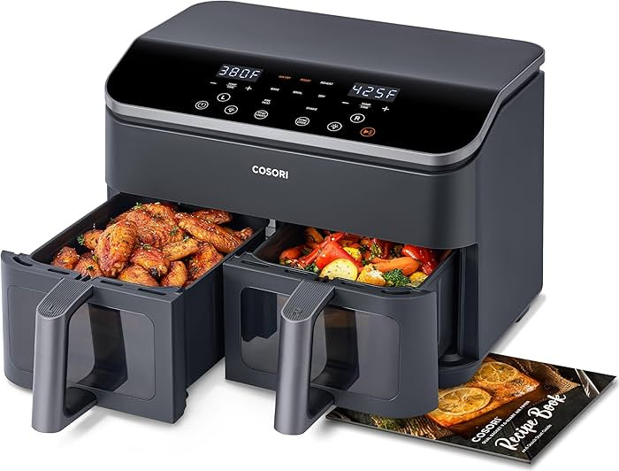 COSORI 9Qt 10-in-1 Dual Air Fryer, Fresh Balanced Meals for Family and Children with Double Baske... | Amazon (US)