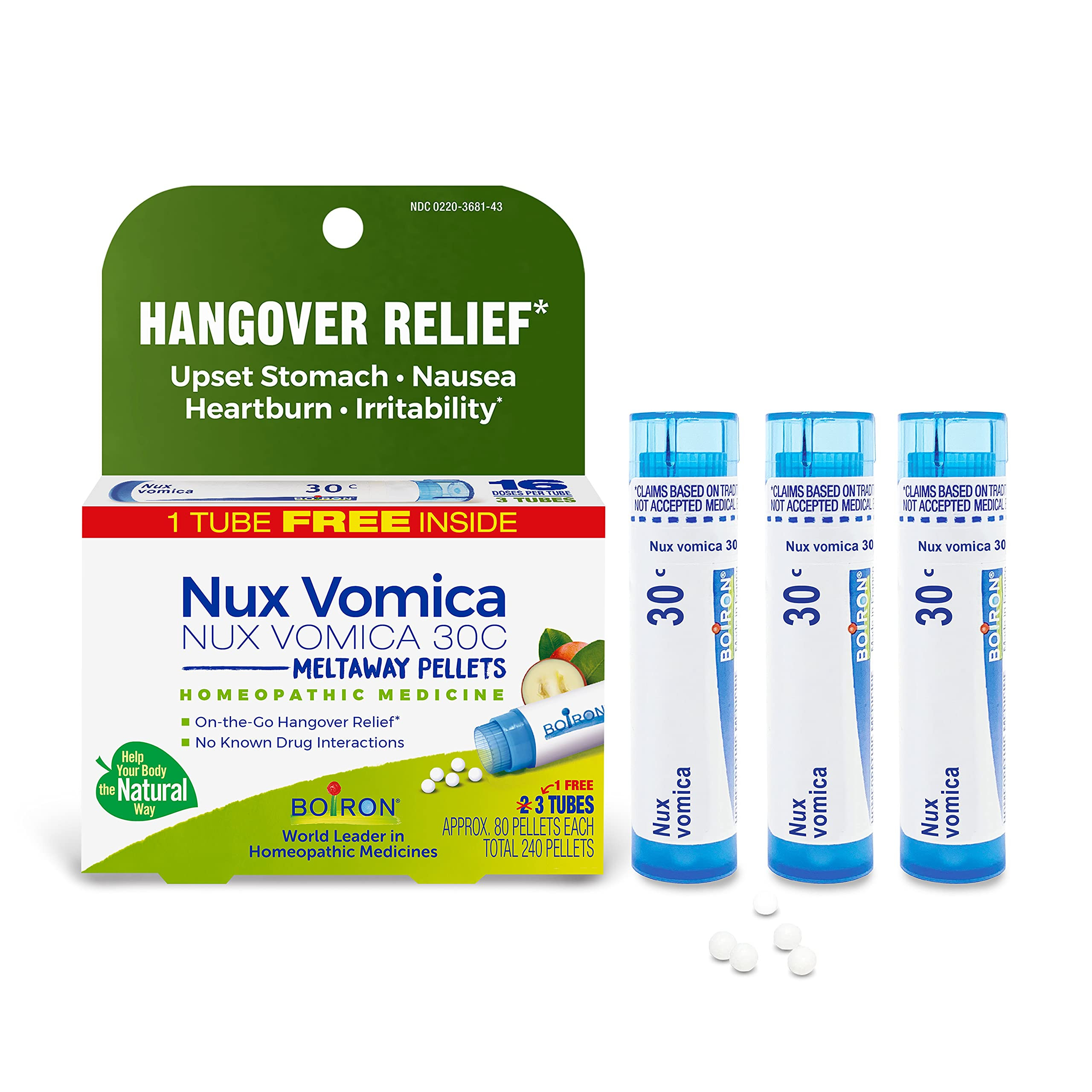 Boiron Nux Vomica 30C Homeopathic Medicine for Hangover Relief, Upset Stomach, Nausea, and Overin... | Amazon (US)