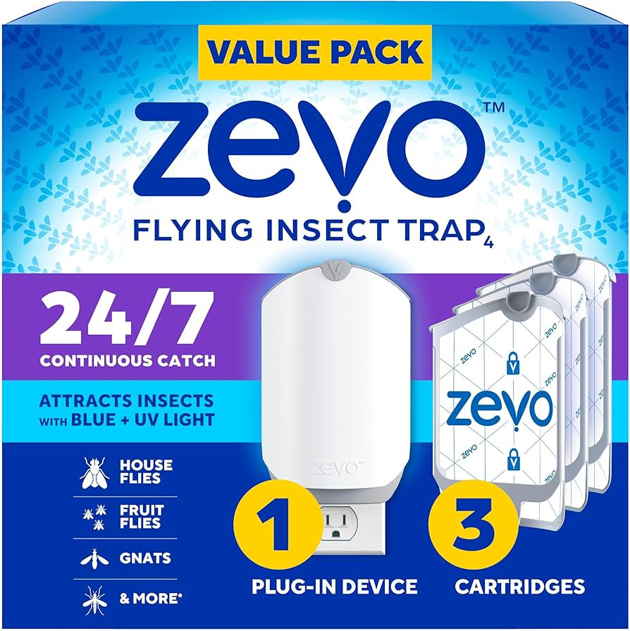 Zevo Flying Insect Trap & 3 Refill Cartridges - Plug in Fly Trap & Indoor Bug Catcher for Gnats, ... | Amazon (US)