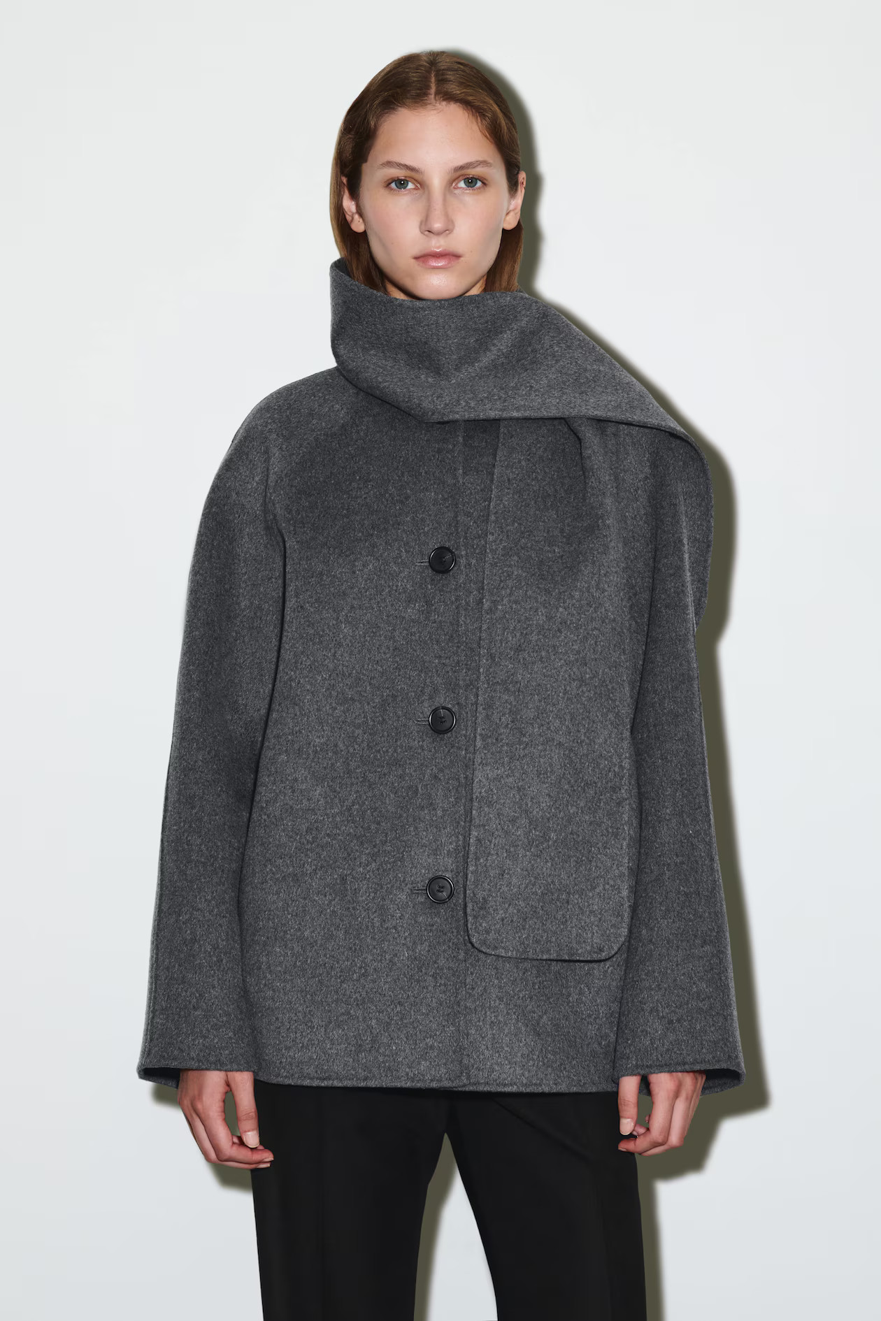 DOUBLE-FACED WOOL SCARF JACKET - GRAY | COS | COS (EU)